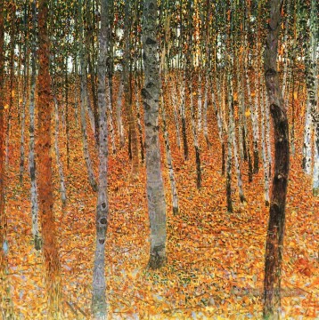 Beech Grove I rouge Gustav Klimt Peinture à l'huile
